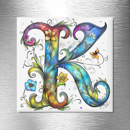 Weiße Monogramm K Magnet