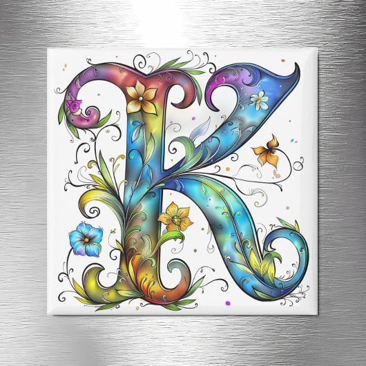 Weiße Monogramm K Magnet