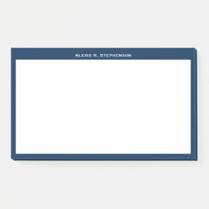 Weiße Monogramm oder Name auf navyblauem Rand Post-it Klebezettel