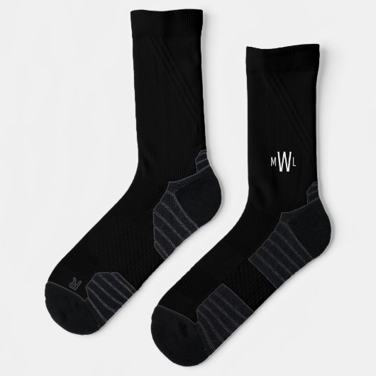 Weiße Monogramm Schwarze Socken (Links)