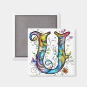 Weiße Monogramm U Magnet (Vorderseite/Rückseite)