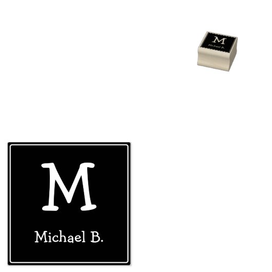 Weiße Monogramm und Name auf dem grünen abgerundet Gummistempel (Stempel)