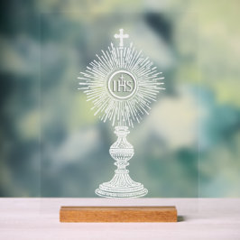 weiße Monstranz Design katholische Heimdekoration Acrylschild