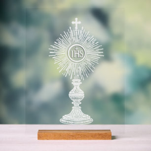 weiße Monstranz Design katholische Heimdekoration Acrylschild