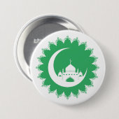 Weiße Moschee im Crescent Moon Ramadan Button (Vorne & Hinten)