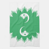 Weiße Moschee im Crescent Moon Ramadan Geschirrtuch (Vertikal)