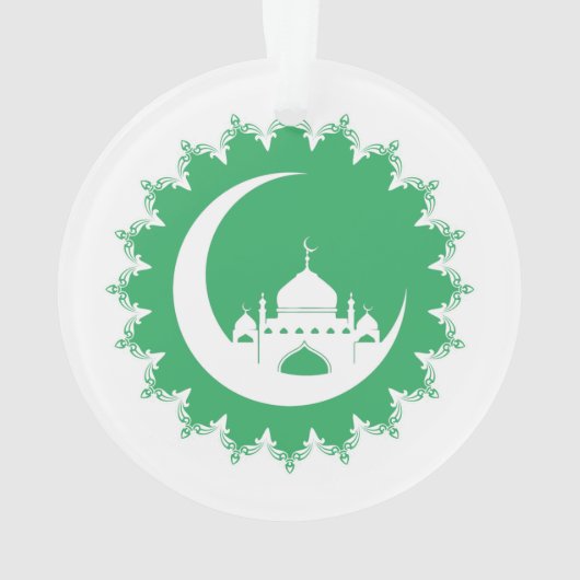 Weiße Moschee im Crescent Moon Ramadan Ornament (Rückseite)