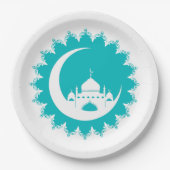 Weiße Moschee im Crescent Moon Ramadan Pappteller (Vorderseite)