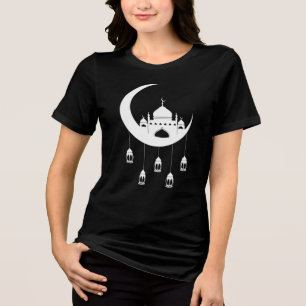 Weiße Moschee in Halbmond Fanous Ramadan Tri-Blend Shirt
