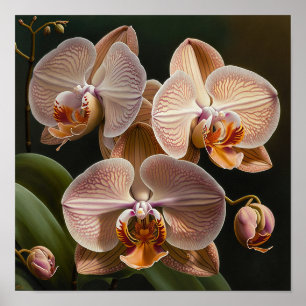 Weiße Motten-Orchideen-Blumen Kunstposter Poster