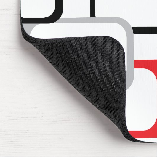 Weiße Mousepad in Rot und Grau Retro Square (Ecke)