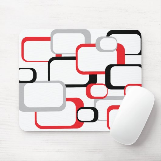 Weiße Mousepad in Rot und Grau Retro Square (Mit Mouse)