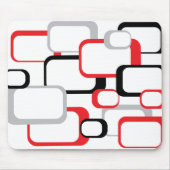 Weiße Mousepad in Rot und Grau Retro Square (Vorne)