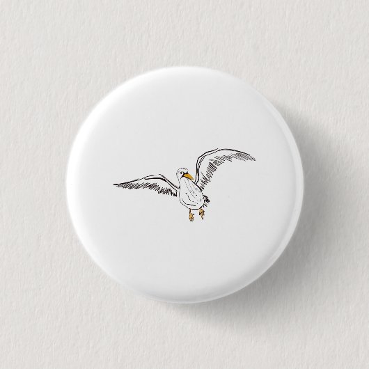 Weiße Möwe Vogel Button (Vorderseite)