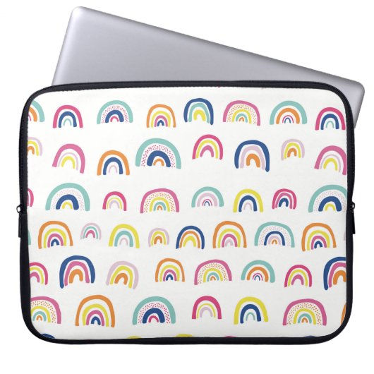 Weiße Multi-Rainbow-Laptoptasche Laptopschutzhülle (Vorderseite)