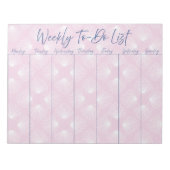 Weiße Muscheln auf hellrosa Liste Notizblock (Vorderseite)