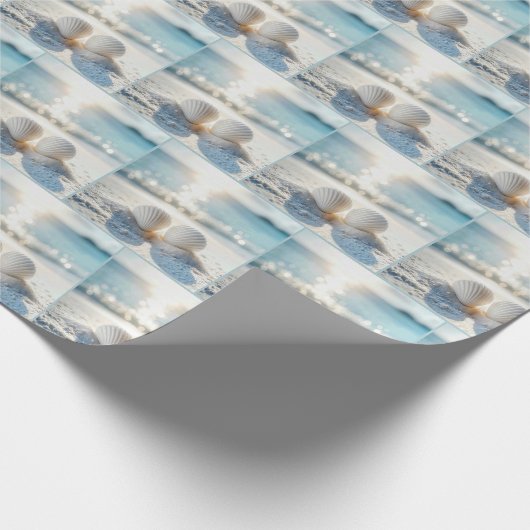 Weiße Muscheln im Ozean Sand Geschenkpapier (Ecke)