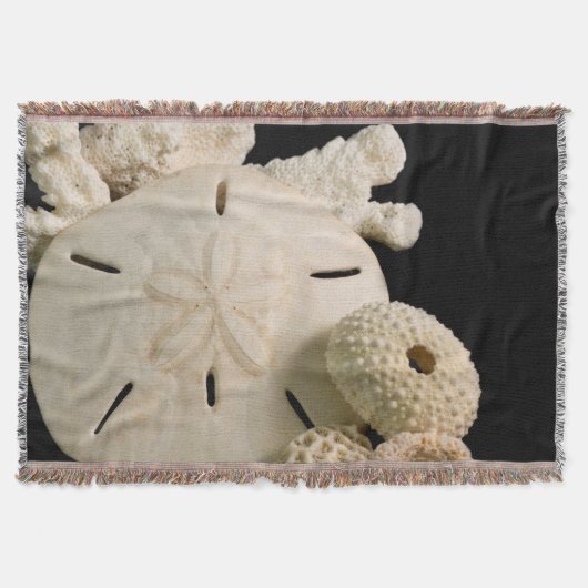 Weiße Muscheln und Sand Dollar Decke (Vorderseite)