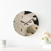 Weiße Muscheln und Sand Dollar Große Wanduhr (Zuhause)