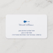 weiße Musikkarte mit blauer Gitarre Visitenkarte (Rückseite)