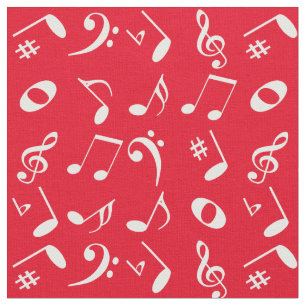 Weiße Musiknote Muster auf Rot Stoff
