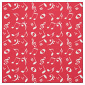 Weiße Musiknote Muster auf Rot Stoff (Muster)