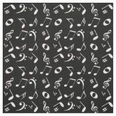 Weiße Musiknote Muster auf Schwarz Stoff (Muster)