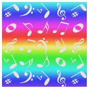 Weiße Musiknote Muster Regenbogen Gradient Stoff