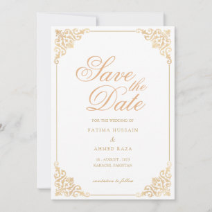 Weiße muslimische "Save The Date"-Ankündigungskart Save The Date