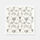 Weiße Muster, handgezeichnete Hochzeit Serviette (Vorderseite)