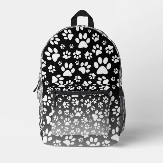 Weiße Muster-Pfoten auf Farbverlaufshintergrund Bedruckter Rucksack (Vorderseite)