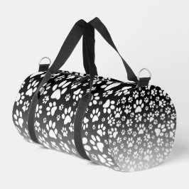 Weiße Muster-Pfoten auf Farbverlaufshintergrund Duffle Bag
