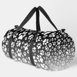 Weiße Muster-Pfoten auf Farbverlaufshintergrund Duffle Bag