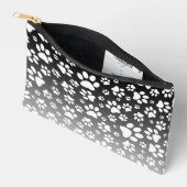 Weiße Muster-Pfoten auf Farbverlaufshintergrund Zubehörtasche (Offen)