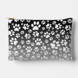 Weiße Muster-Pfoten auf Farbverlaufshintergrund Zubehörtasche