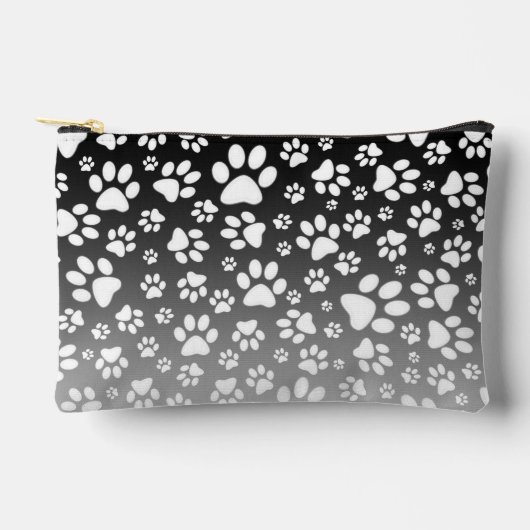 Weiße Muster-Pfoten auf Farbverlaufshintergrund Zubehörtasche (Vorderseite)