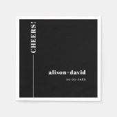 Weiße, mutige CHEERS-Typografie Minimalistische Ho Serviette (Vorderseite)