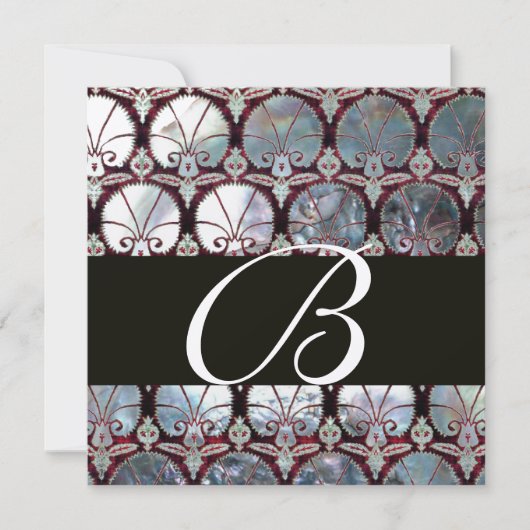 WEISSE MUTTER DES FARL DAMASK CARNAM MONOGRAM EINLADUNG (Vorderseite)