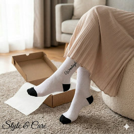 Weiße nachhaltige Crew-Socken mit individuellem Na Socken