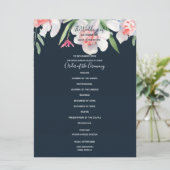 Weiße Narzisse auf Navy-Hochzeitsprogramm Programm (Stehend Vorderseite)