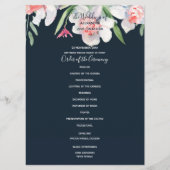 Weiße Narzisse auf Navy-Hochzeitsprogramm Programm (Vorderseite)