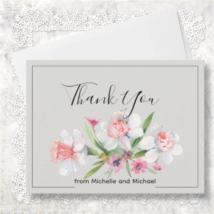 Weiße Narzisse Florale Hochzeit Dankeskarte
