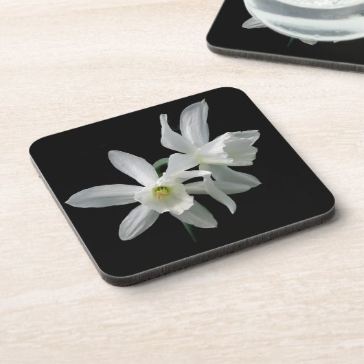 Weiße Narzisse Getränkeuntersetzer (Linke Seite)