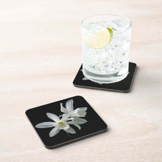 Weiße Narzisse Getränkeuntersetzer (Rechte Seite)