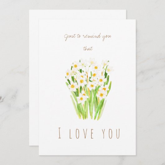 Weiße Narzissen in Aquarellfarbe Blume Grußkarte Einladung (Vorne/Hinten)