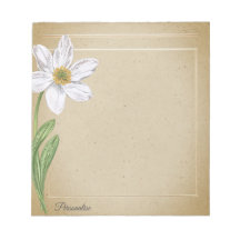 Weiße Narzissenblume Vintage Altpapier Persönlich
