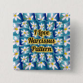 Weiße Narzissenmuster Button (Vorderseite)