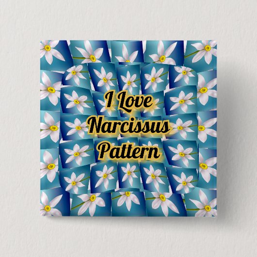 Weiße Narzissenmuster Button (Vorderseite)