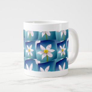 Weiße Narzissenmuster Jumbo-Tasse