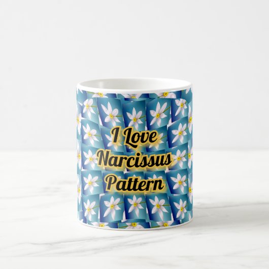 Weiße Narzissenmuster Kaffeetasse (Mittel)